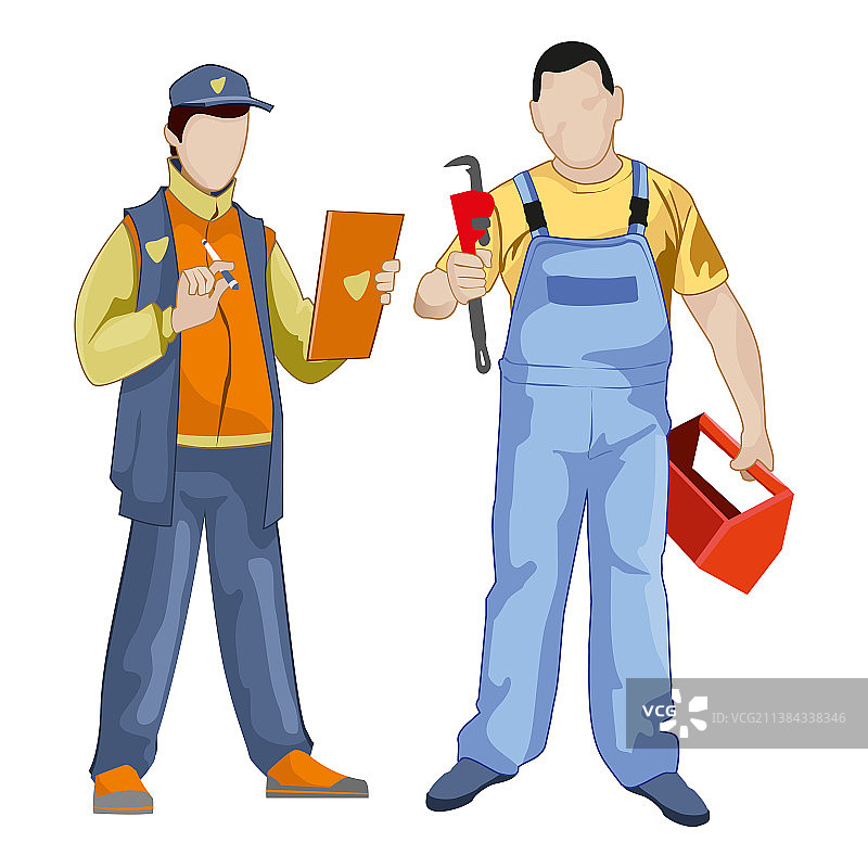 在白色背景上工作的各行业人群图片素材