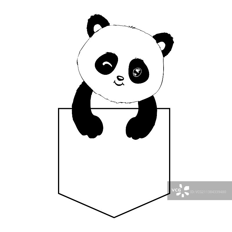 风格化熊猫全身简笔画图片素材