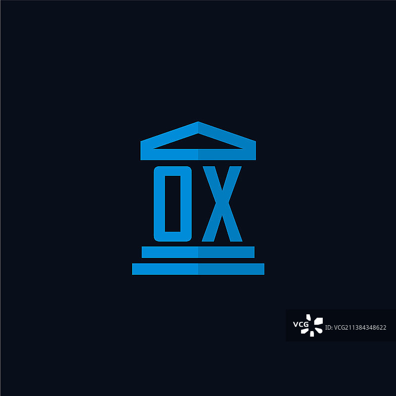 OX字母logo与简约法院图片素材