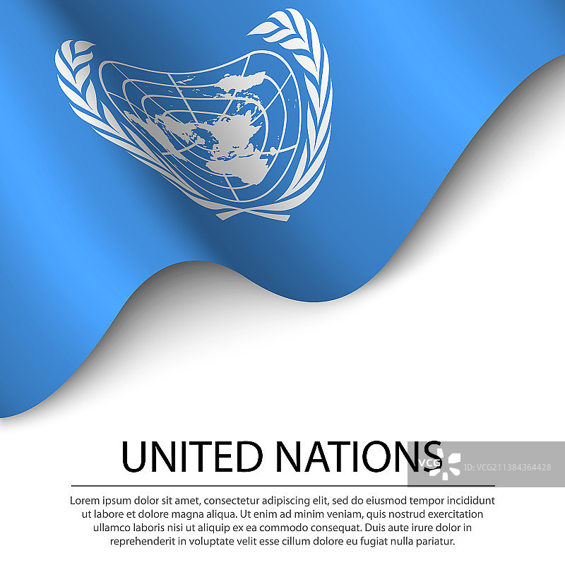 白色背景上的联合国旗帜图片素材