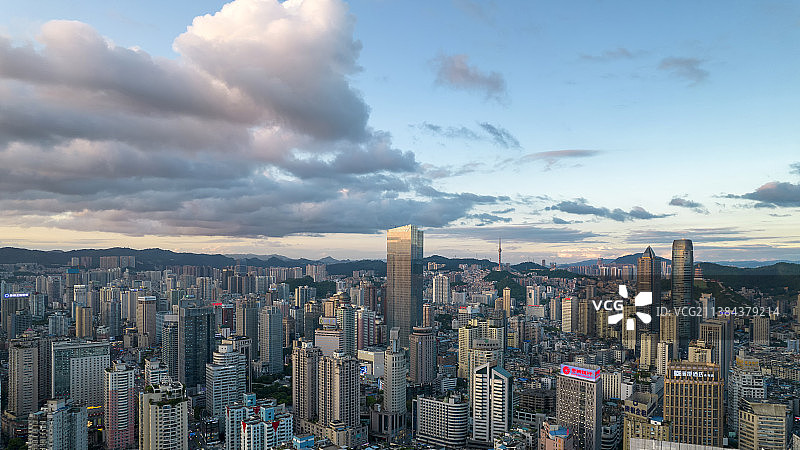 贵阳市贵阳壹号大十字商圈日落全景图片素材