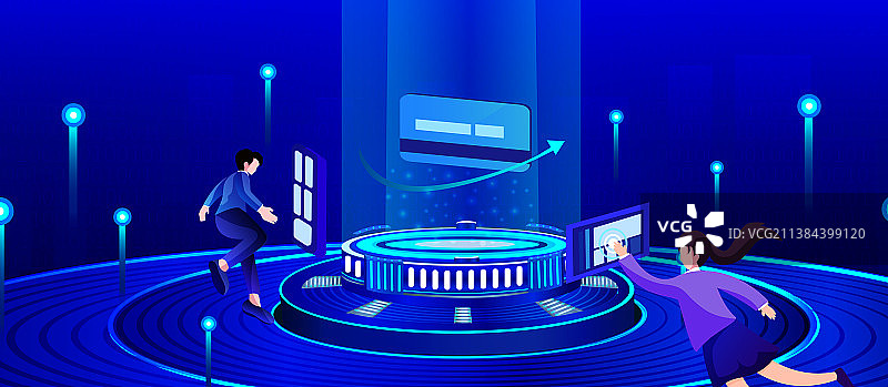 科技金融场景插画图片素材