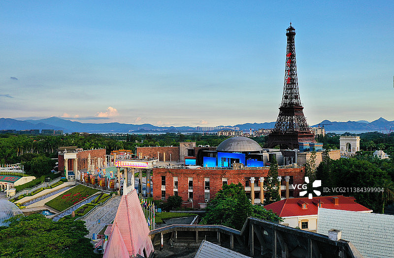 广东省深圳市南山区华侨城旅游度假区世界之窗航拍图片素材