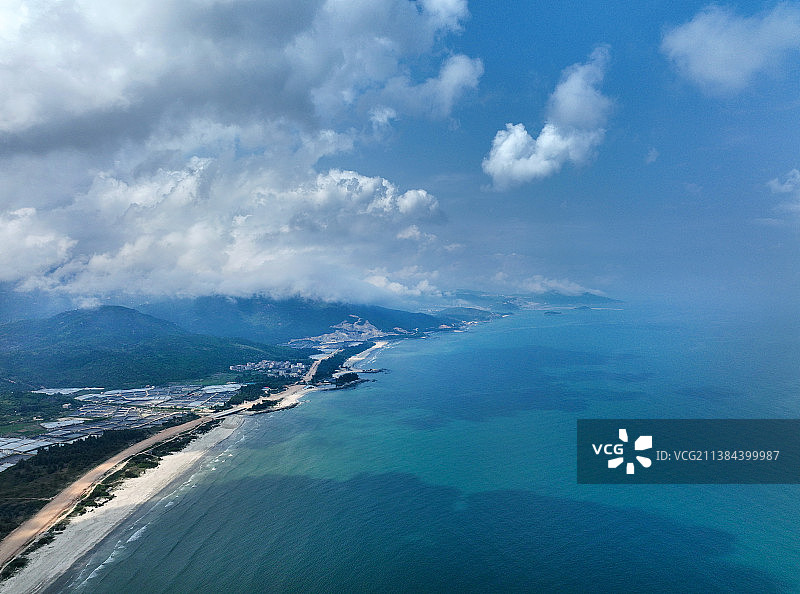 广东省惠州市惠东县双月湾黑排角情人岛航拍图片素材