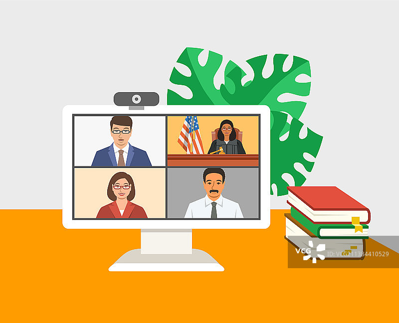 虚拟法庭听证会在线视频会议图片素材