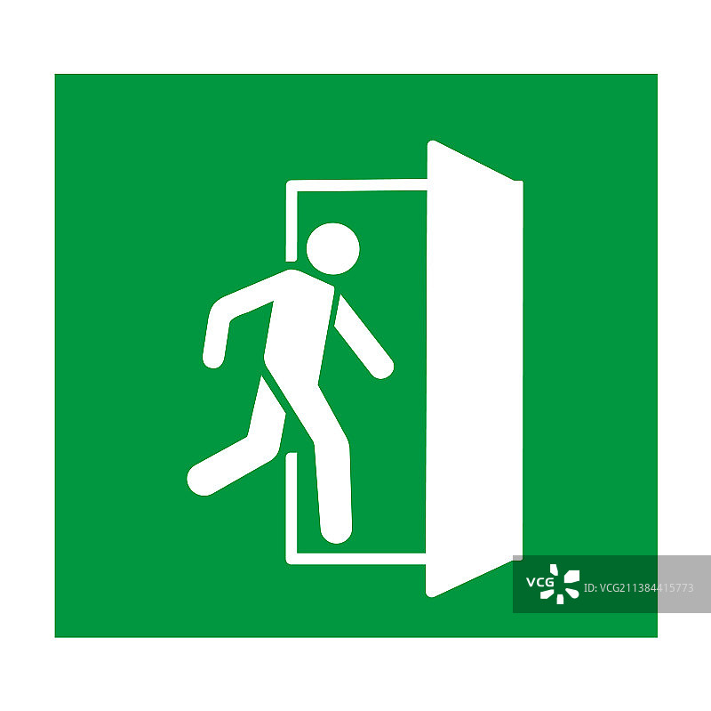 绿色紧急出口门方向标志图片素材