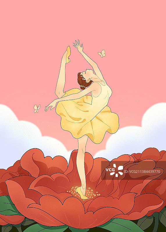 花朵上跳舞的人图片素材