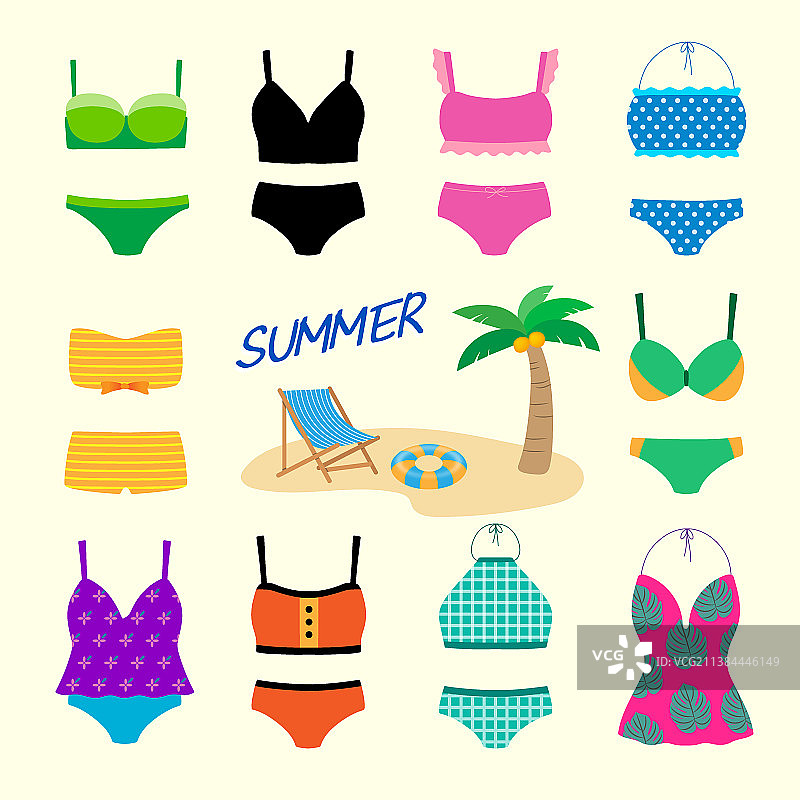 夏季物品，泳衣矢量图图片素材