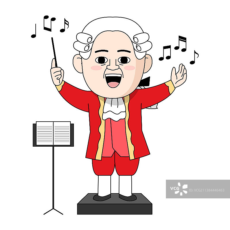 莫扎特人物矢量插画图片素材