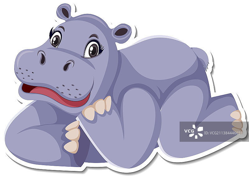 卡通河马躺着图片素材