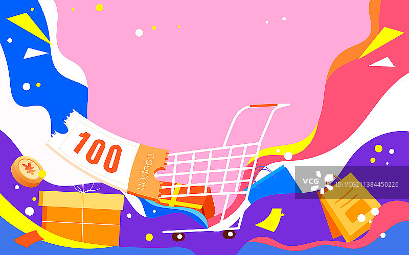 618购物节打折促销女孩购物福利活动插画图片素材