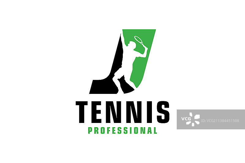 字母J与网球运动员轮廓标志图片素材