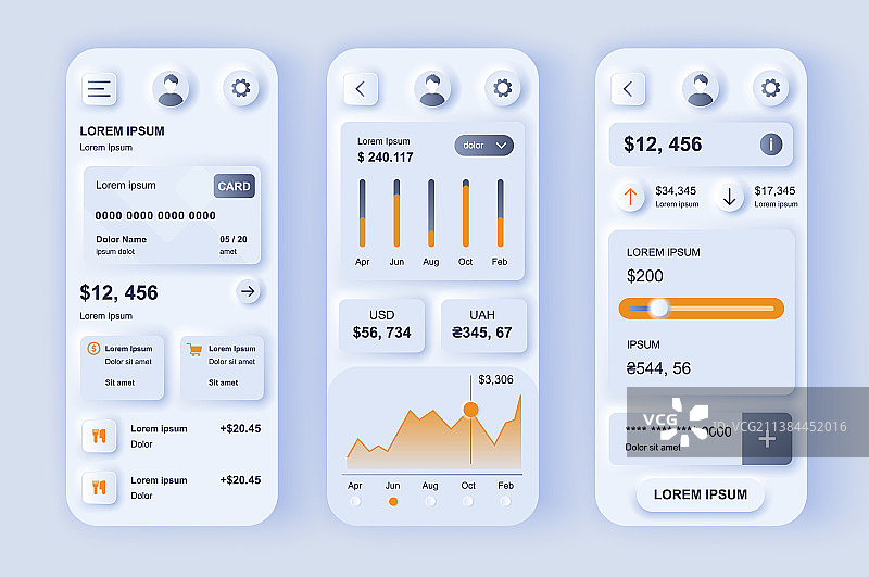 金融服务概念拟态模板集图片素材
