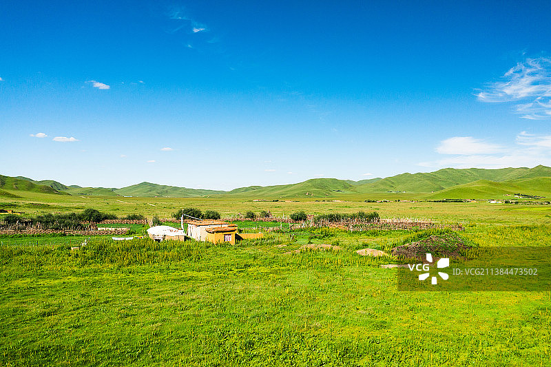 甘肃甘南玛曲草原湿地乡村田园自然风光图片素材