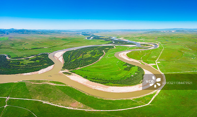 甘肃甘南玛曲县采日玛乡黄河自然风光航拍图片素材