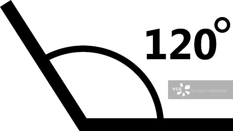 白色背景上的120度角图标图片素材