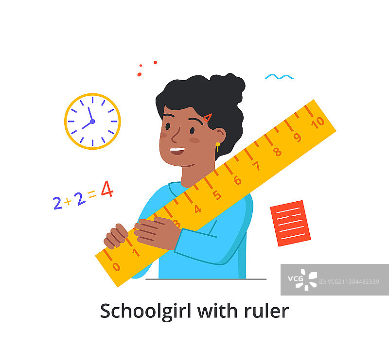 拿着尺子的女学生图片素材