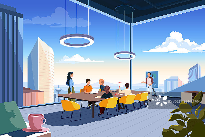 可欣赏天空景色的摩天大楼办公室图片素材