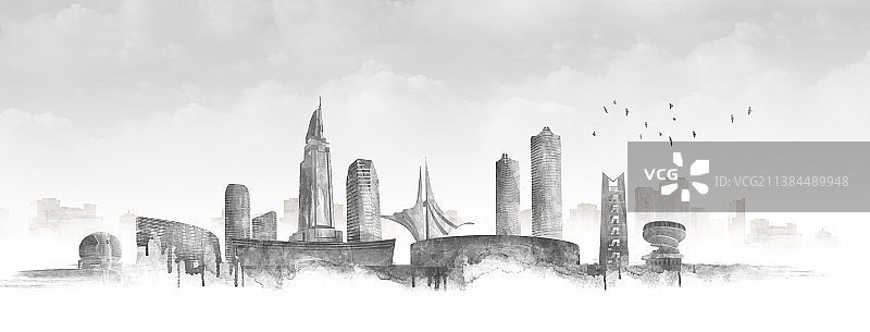 南昌地标建筑插画图片素材