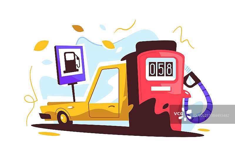 在加油站给汽车加油图片素材