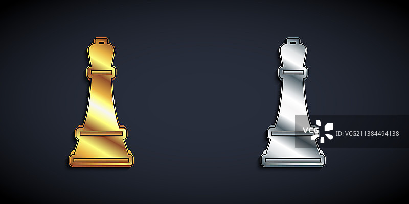 金色和银色国际象棋图标，黑色背景图片素材