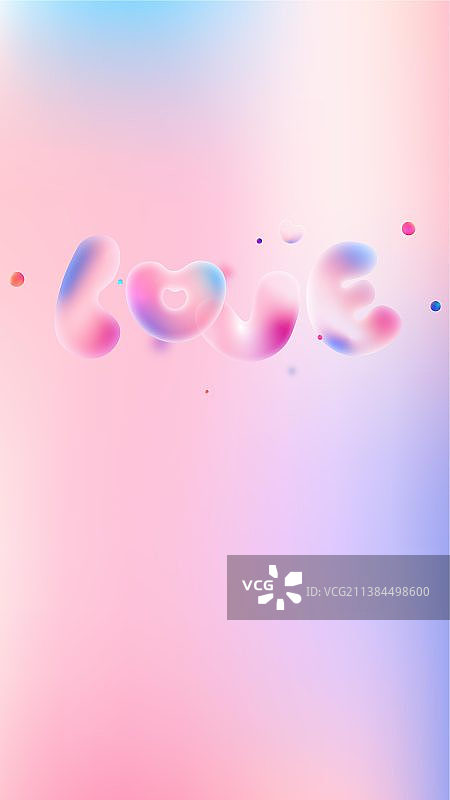 彩色背景下的气泡LOVE手机壁纸图片素材