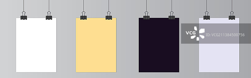 带夹子的空白悬挂纸张图片素材