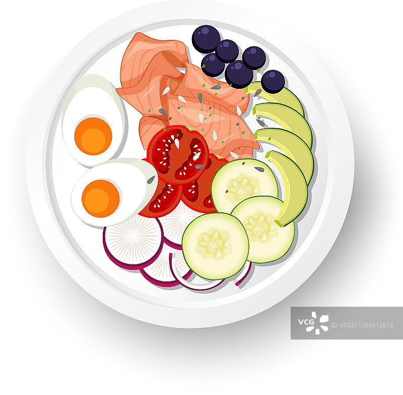 健康膳食：三文鱼沙拉图片素材