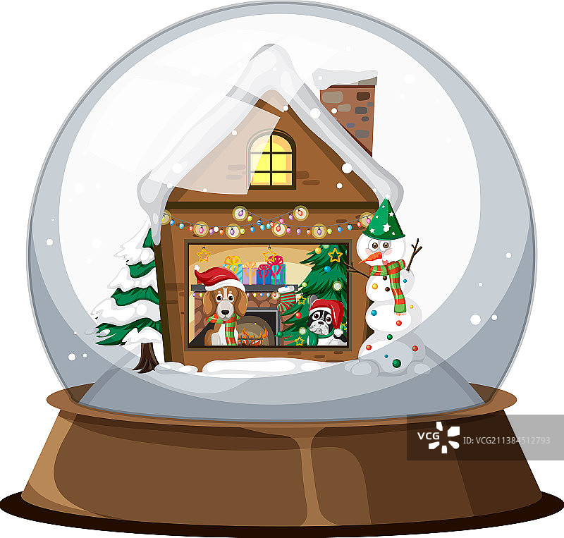 白色背景上的雪球圣诞小屋图片素材