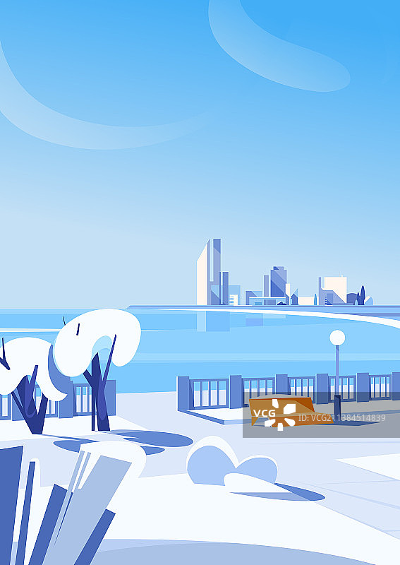 冬季城市堤岸风光图片素材