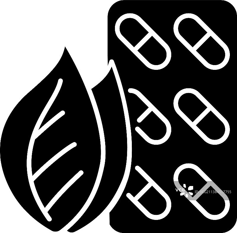 草药补充剂黑色图标图片素材