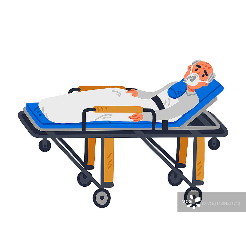 急诊帮助：躺在担架上的老病人图片素材