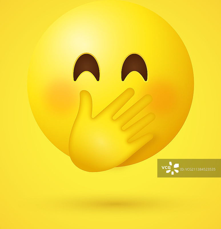 带笑眼的脸红表情符号图片素材