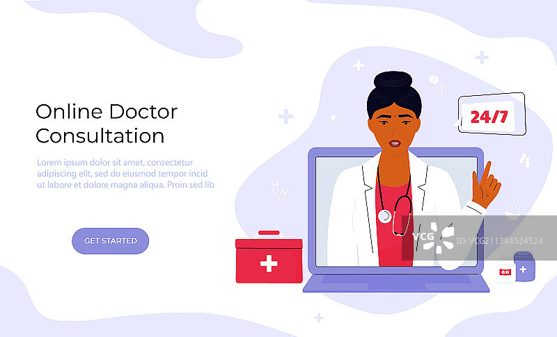 女医生在线视频咨询图片素材