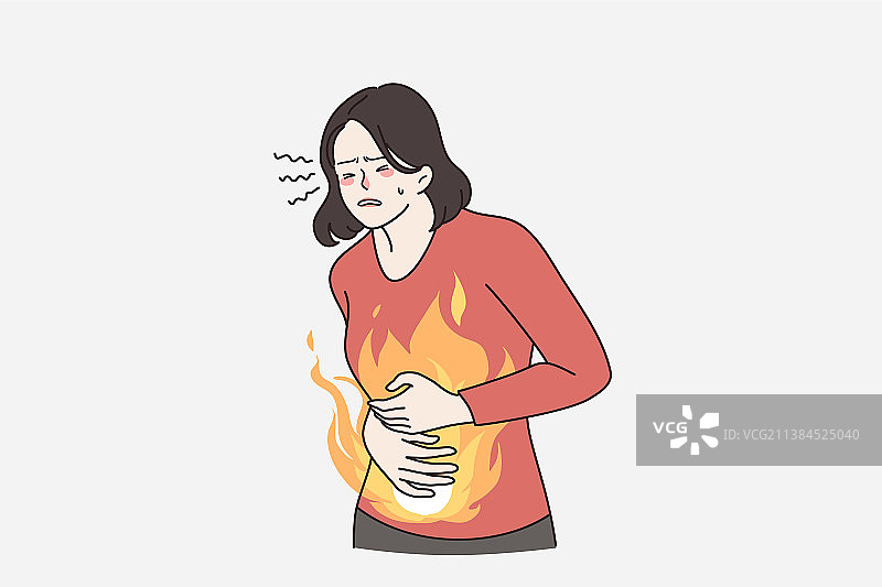 患有急性腹痛的妇女图片素材