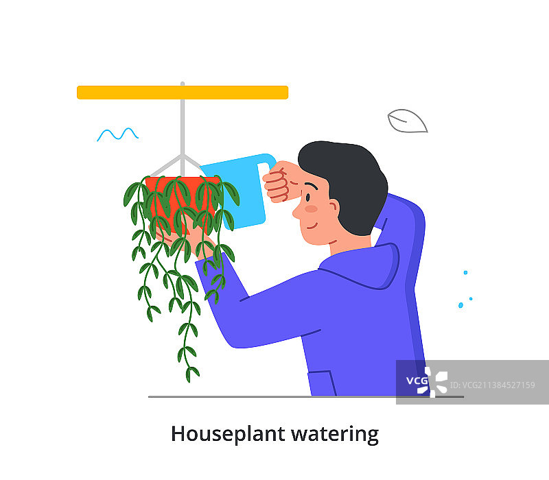 家庭植物浇水概念图片素材