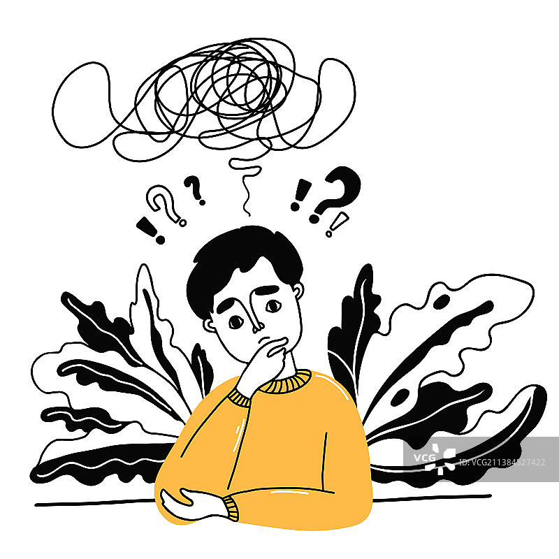 沉思或思考中的男子肖像图片素材