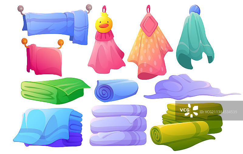 柔软的毛巾悬挂堆叠图片素材