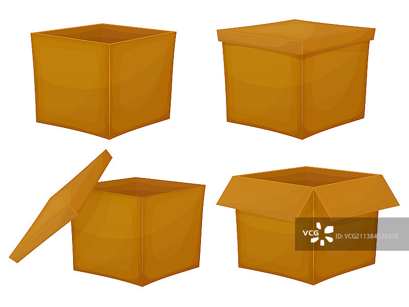 打开和关闭的纸板箱套装图片素材
