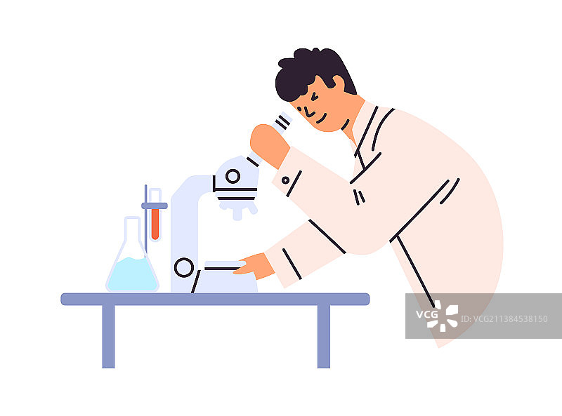 在实验室用显微镜做研究的科学家图片素材