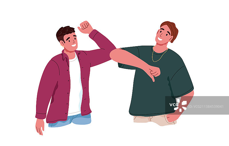 人们用碰肘的方式打招呼图片素材