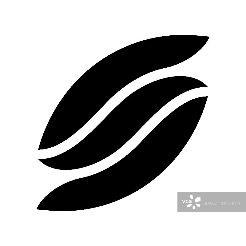 三片叶子组成的椭圆形咖啡豆logo图片素材