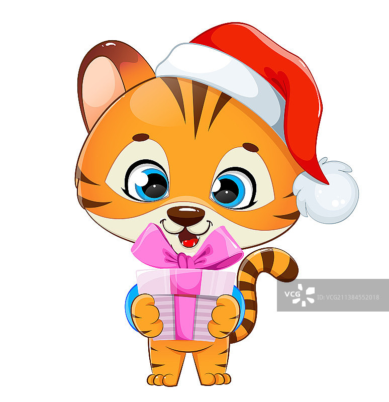 圣诞快乐的卡通小老虎图片素材