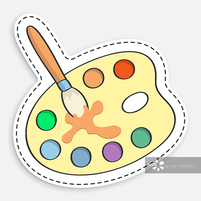 带多色涂鸦的调色板卡通图标图片素材