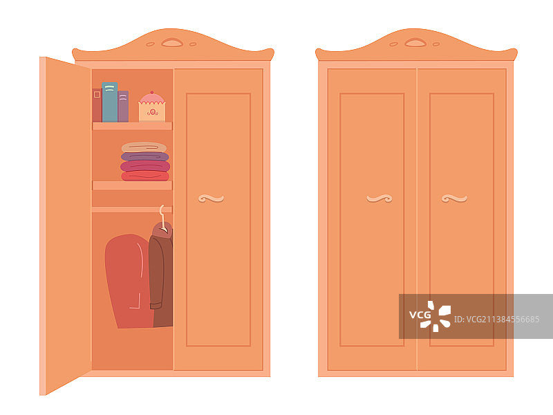 家里的开合式木制衣柜图片素材