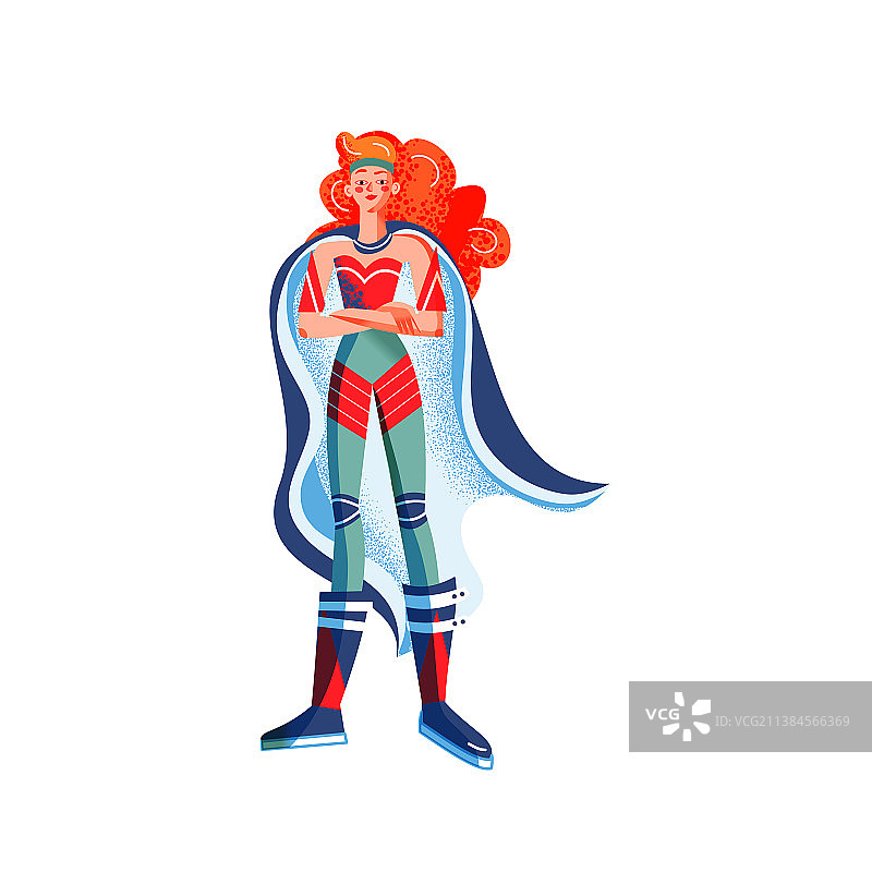 穿着制服、双臂交叉的女超级英雄图片素材