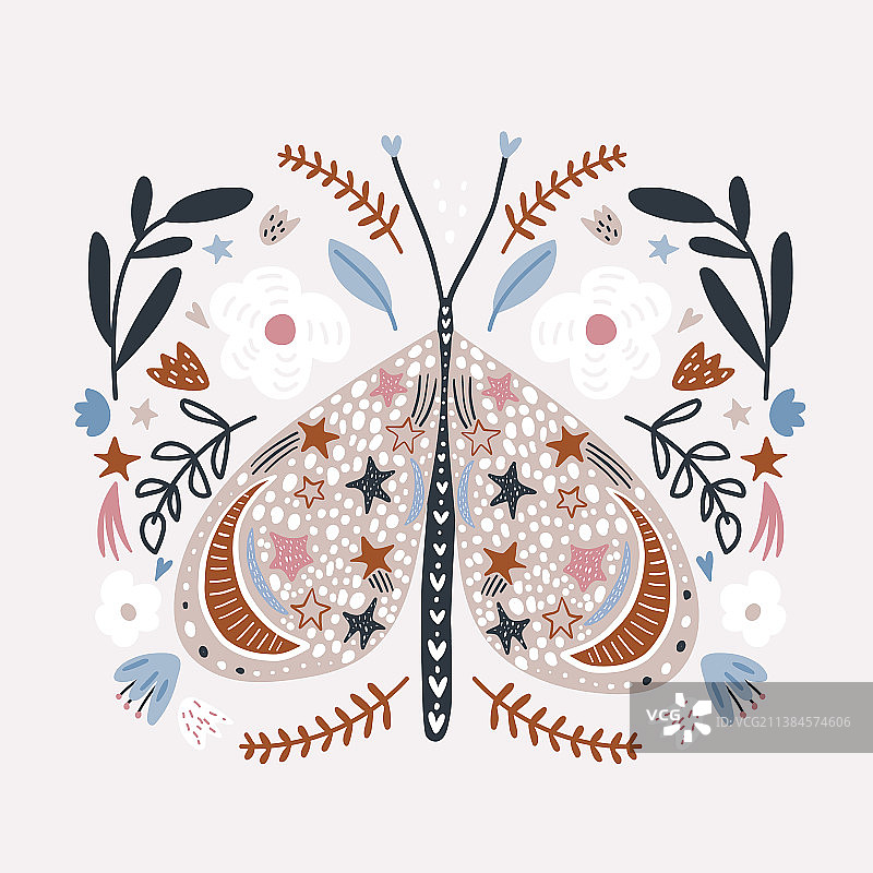 创意手绘神秘风格蝴蝶图片素材