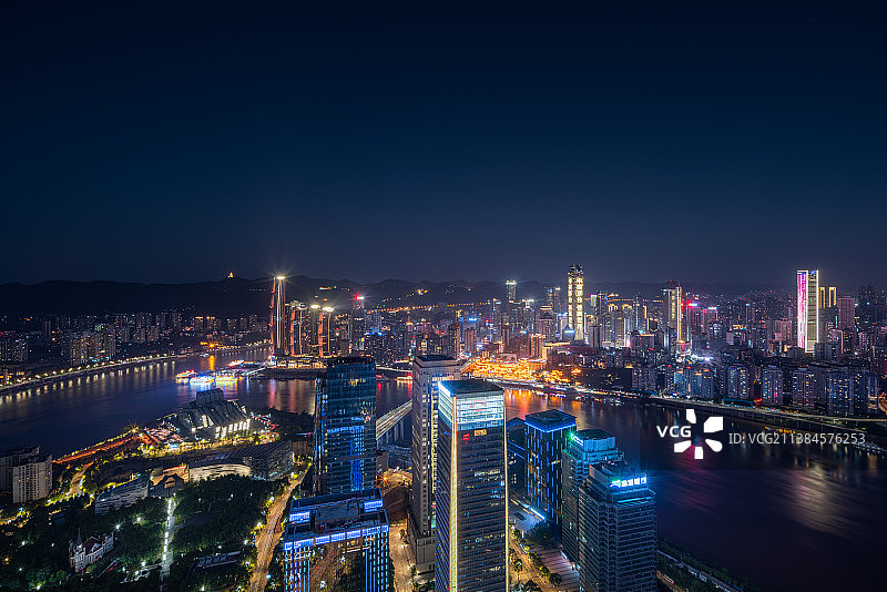 重庆市江北嘴中央商务区中央公园城市天际线航拍视角图片素材