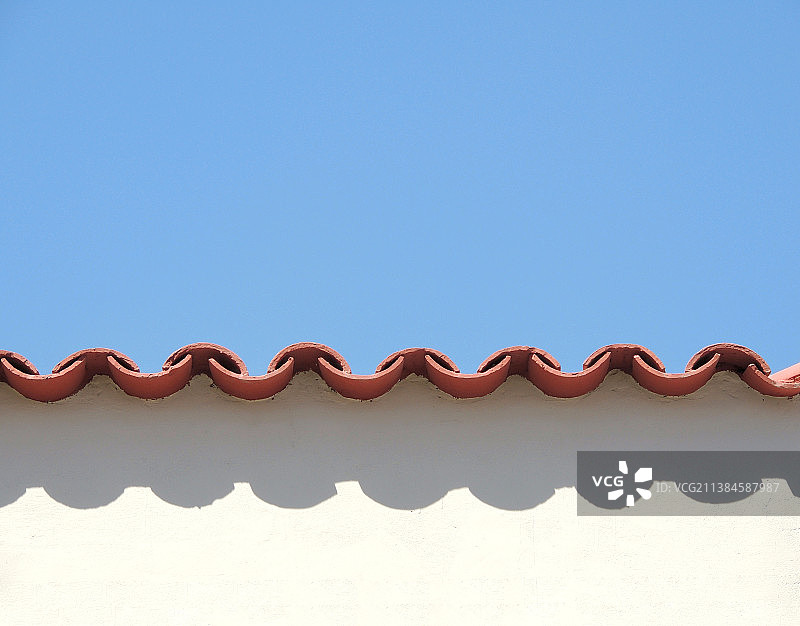 屋顶仰视晴朗蓝天图片素材