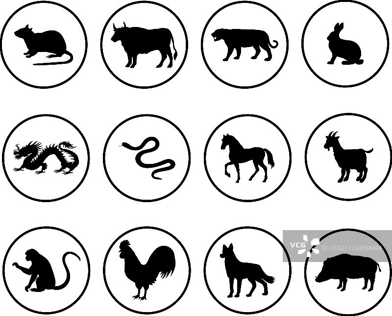 十二生肖动物剪影图片素材